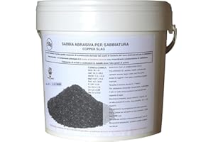 LordsWorld - Scorie di Rame Polen - Sabbia per Sabbiatrice, 6-7 Mohs - Riutilizzabile 6 Volte, Ideale per Alluminio, Legno e Rimozione Ruggine, Carrozzerie, Edilizia e Sverniciatore (5Kg, 0.2-1.0 Mm)