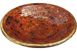 GURU SHOP Guru-Shop Marrone Ciotola Rotonda Mosaico, Dimensione: Piccolo (Ø 29 Cm), Ciotole Mosaico