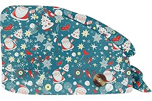 XYYYHTL Natale Cuffia Chirurgica Sanitario Natale Cappello Donna Uomo Cuffie Sala Operatoria Cuffia Capelli Lunghi Regolabile Traspirante con Bottone Cappellino Chirurgico per Giorno di Natale Unisex
