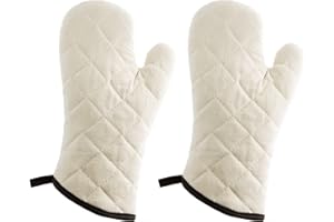 EXBRIECO, 1 o 2 Piezas de Guante de Horno, Manopla de Cocina, Resistente al Calor, Color Blanco, Protección para Las Manos, Antideslizante, Manopla de Cocina, Horno, Microondas, Talla Única
