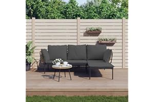 Festnight Balkonsofa Kleiner Balkon 3-TLG.Balkon Lounge Klein,Lounge L Form Rattan,Balkonmöbel Lounge Kleiner Balkon,Balkon Eckbank Rattan,Ecklounge Klein,mit Kissen &Tisch Dunkelgrau