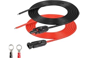 SinLoon 1 Pair Solar Panel Extension Cable 10AWG with Solar Female and Male Connector for Solar Panels Generators Power Station (10FT Red + Black)