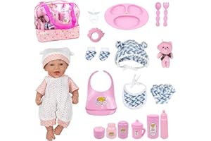 KalaDuck Set di Bambola Bebè, 10" Realistico Giocattoli per Bambola Neonato con Vestiti, Set di Alimentazione, Orso di Bambola e Altri Accessori Bambole, Borsa per Bambole Regalo per Ragazze