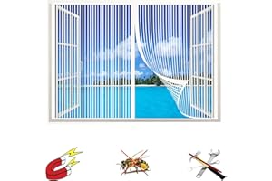 HGPFCB Magnetic Screen Window, Magnetic Fly Screen Windowmesh Window Curtains net Fly Mosquito Insects Screen Window Fly Screen net with self-Adhesive Tape,Ultra Seal,Shuts Automatically,Easy to Install