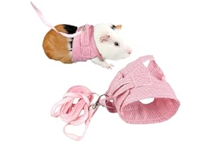 BIUCHJIU Small Animal Harness Leash Ferret Harness Outdoor Walking Vest Harness for Chinchilla Rat Squirrel Hedgehog Ferret Outdoor Walking Clothes (PInk S)