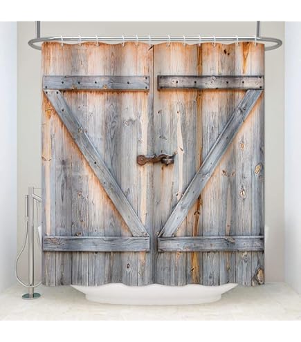 Rideau De Douche à Boutons Style Campagnard, Tissu Coton, Lin Et Polyester, Rideau De Style Ferme Avec œillets, 183 Cm X 183 Cm (marron) | Leroy Merlin