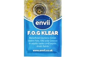 Envii FOG Klear Trattamento Biologico a Enzimi per Fosse Biologiche e Scarichi Domestici | Elimina Grasso, Olio e Unto | 12 Pastiglie Naturali per Pulizia e Manutenzione