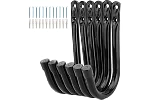 pipabiba Lot de 6 crochets de rangement en J pour garage - 8,8 cm - Support mural pour suspendre des outils de jardin, des équipements de sport - Charge maximale : 20 kg