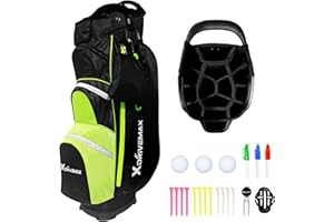 XDriveMax Bolsa de Carrito de Golf, 15 Divisiones para Hombres y Mujeres, Premium con Cubierta para Lluvia, Enfriador y Kit de Accesorios