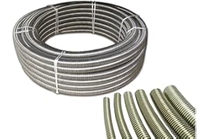 Sani-Flex Stainless Steel Corrugated Pipe DN12 to DN50, Normal Wavy, 1.4404, Sold by the Metre, Length as Desired, Ideal for Heat Exchangers, DN Size: DN12-1/2 Inch