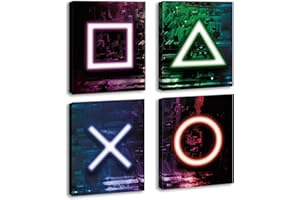 KAIRNE Lot de 4 tableaux Game Poster,Gaming Poster pour Chambre d'enfant,Autocollants Muraux Gamer,Sticker Mural de Chambre Garçon,Console Gaming Art Mural,de,Autocollant Poster de Garçon Dortoir