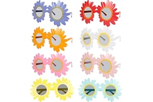 WEDNOK 8 Paare Sonnenblumen Sonnenbrille Hawaii Brille Gänseblümchen Gläser 8 Farben Blumen Partybrille Retro Pool Party Kostümbrille für Herren Damen Sommer Karneval Geburtstag