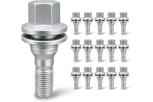 16 hjulskruvar M12 x 1,25, 17 mm, platt midjeband, hjulbultar SW 17 – Plug & Play – för aluminiumfälgar, lättmetallfälgar med platt linning och skiva – för Peugeot – för Citroen – för Opel – för DS