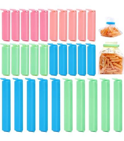 35 Clip Di Chiusura Per Sacchetti Alimentari - Riutilizzabili In Plastica - 4 Misure: 7/8/11/16 Cm - Multicolore - 2