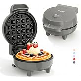 YASHE Mini Waffle Iron 550W Non-stick, Grey | Compact for breakfasts, desserts and snacks; indicator light, cold handle, and