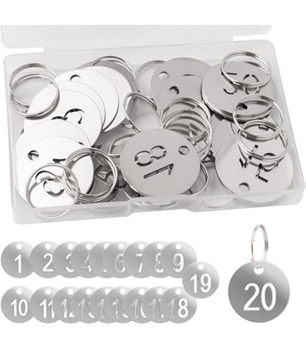 Aluminium sleutellabels met tekst en nummering