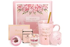 Joymaking Mummy Mug Gifts Coffee Mug Set Mummy Birthday Gifts for Mum with Scented Candle, Bath Ball- The Most Amazing Mummy - Mummy Gifts Birthday Christmas from Daughter Son, 14oz Pink