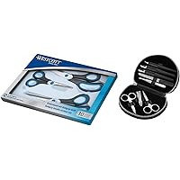 Westcott 90027-10038 Kombipack, Easy Grip Scheren Set und Maniküre-Etui, Schwarz