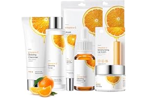 OKAQEE Skincare Gifts for Teenage Girls - Vitamin C Serum for Womens Gift Sets - Pamper Gifts for Women with Cleanser-Lip Balm-Eye Cream-Toner-Cream-Serum-2PC Mask - Skin Care Sets & kits for All Skin Types