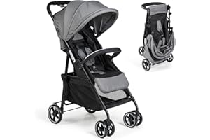 Ms BabyWorld - Poussette légère de la naissance jusqu'à 48 mois ou 22 kg avec amortisseurs, capote XXL et inclinaison maximale