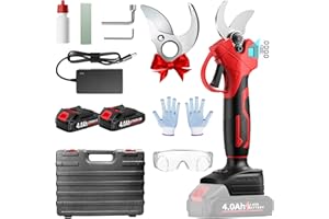 DriveNova Akku Astschere mit LCD Anzeige, 40MM Elektrische Gartenschere mit 2 x 2000mAh Batterien, Professionelle Elektrogartenscheren Wiederaufladbare Baumschere für Baumzweige, Blumen