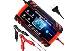 NWOUIIAY Chargeur Batterie Moto Intelligent Chargeur Batterie Mainteneur 8A 12V 24V avec Fonction de Maintien LCD Tactile Écran pour Voiture Moto Camion etc.