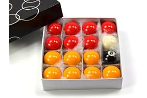 Funky Chalk Kids Small 38mm Economy RED & YELLOW Pool Balls - 16 Ball Set – 1 1/2 Inch Size