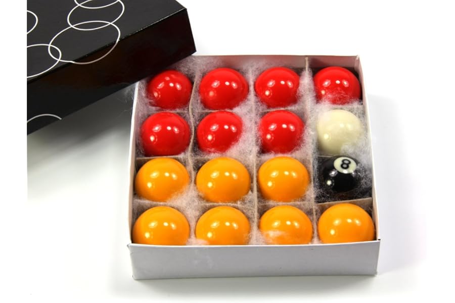 Funky Chalk Kids Small 38mm Economy RED & YELLOW Pool Balls - 16 Ball Set – 1 1/2 Inch Size
