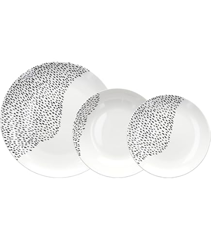 Servizio Tavola Tognana Amore 18 Pezzi - Porcellana Bianca Con Cuori Rossi, Per 6 Persone, Lavabile In Lavastoviglie - Foto 5