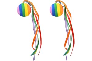 NAUZE 2 Pieces Colorful Long Ribbon Rainbow Ball Car Antenna Topper Streamer Ball Foam Aerial Ball Decorative