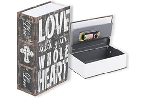 Sonew Buchtresor mit Zahlenschloss, Secret Book Safe, Passwortsperre versteckte Geldkassette, tragbare Safe für Geld, Schmuck, Buch und Pass(LOVE)