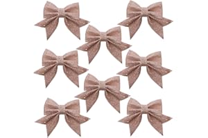 AISSZHAO 8 Stück Roségold Weihnachtsschleifen,Schleifen Roségold Weihnachtsbaum Schleifen Glitzer,Weihnachtsbaum Schleifen Weihnachtsbaumschmuck für Weihnachtskranz Tannenbaum Weihnachtsbaumschleifen
