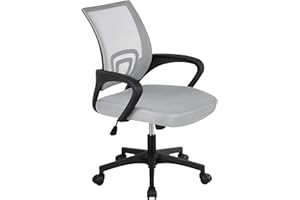 Yaheetech Chaise de Bureau à roulettes Maille Mesh Fauteuil Ordinateur Inclinable Pivotant Siège et Base Plus Larges Hauteur Réglable avec Accoudoirs Gris