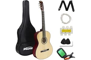 Dawoo Guitare Classique Kit De Guitare Naturelle Pour Débutants/Enfants, Guitare Acoustique, Y compris Un étui à Guitare (39 Pouces)