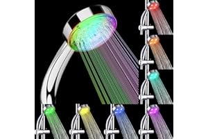 JINYOMFLY LED Doccia, Soffione Luminoso, Soffione Doccia Luminoso, Soffione Doccia Colore, Doccetta LED, Cambiamento Automatico di 7 Colori, Universale, Cromo