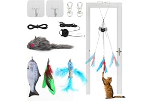 XWCHASA 10 juguetes para gatos marco de puerta, juguete interactivo para gatos, juguete interactivo, juguete para gatos interactivo, juguete ajustable para colgar para gatos, colgar en puerta, ventana, jaula