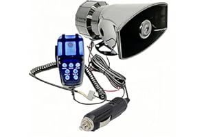 YIYIDA Klaxon d'avertissement de voiture Klaxon d'alarme Installation facile connexion allume-cigare 150db Sirène d'alarme 7 tons klaxon sirène avec Micro Système de haut-parleurs PA Klaxon auto