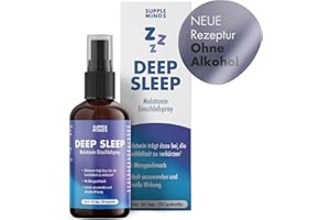 ‎SUPPLEMINDS SUPPLEMINDS Deep Sleep Spray – Extra starkes Melatonin Einschlafspray hochdosiert mit 0,5mg Melatonin pro Sprühstoß, Schlafspray mit Minzgeschmack, ohne Alkohol, vegan + zuckerfrei, 50ml