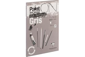 Clairefontaine 975810C PaintOn Block (250 g, DIN A3, 29,7 x 42 cm, geleimt, 30 Blätter, ideal für weiße Zeichnungen und Multitechniken) grau 1 Stück