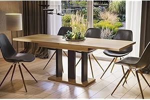 Endo-Moebel Esstisch Appia 130cm - 210cm erweiterbar ausziehbar Säulentisch Küchentisch | Tischbeine Matt (Natur Eiche)