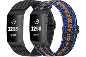 Janpso 2 Pack Bracelet de Remplacement Compatible avec Fitbit Charge 4 /Charge 3 /Charge 3 SE, Bande de Sport en Nylon Respirant Réglable pour Hommes Femmes