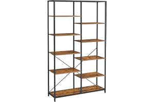 VASAGLE Libreria a 5 Livelli, Scaffale Portaoggetti, per Soggiorno Bagno Cucina Corridoio, Montaggio Facile, Marrone Vintage e Nero LLS155B01