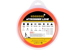 konkoke Filo decespugliatore 2,4mm,Filo Linee in Nylon per Tagliaerba (⌀2.4mm-80m-450g, Rosso/Rotondo)-Immergere 24 Ore in anticipo per aumentarne l'elasticità