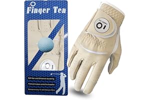 FINGER TEN Gant De Golf Homme Main Gauche Droite Cuir avec Marqueur De Balle Value Pack, Gants Durable Doux Confortable Flexible S M ML L XL Bleu Foncé Rouge Marron