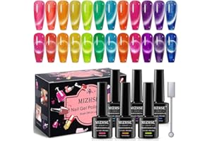MIZHSE Neon żelowy lakier do paznokci magnes kocie oko żelowy lakier do paznokci fluorescencyjny kolor lakier do paznokci brokat kocie oko zestaw do paznokci 12 kolorów zestaw do manicure Soak Off Led
