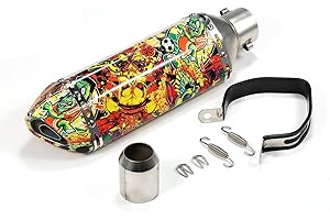 KKnoon 1.5-2in Inlet Motorcycle Exhaust Muffler Pipes Slip on Silencer Carbon Fashion Street Style Tail Tube High Temperature Resistant for Motorcycle ATV Dirt Bike