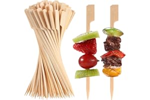NADAKIN 200 Pcs Bamboo Skewers, 4.7 Inch Cocktail Picks for Appetizers, 12cm Mini Charcuterie Sticks Food Picks for Drinks, Desserts, Wedding, Party Fancy Toothpicks, Flat Paddle Decorative Board Supplies
