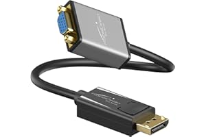 KabelDirekt – DisplayPort DP to VGA adapter – 0.15m – (maximum resolution 1920 x 1200/60Hz, suitable for all graphics cards with a DP output for connecting beamers or monitors with a VGA input)