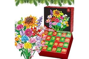 LZYOGL Advent Calendar 2024 for Kids Adults Teens 2025 24 Days Flower Bouquet Christmas Countdown Advent Calendar,Christmas Bouquet Blocks, with 24 Flower Model Building Toy Set (Sunflower)