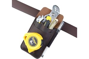 VIPERADE PJ14 - Bolsa de herramientas de cuero, soporte para cinta métrica, bolsa de alicates, funda para destornillador, funda organizadora de 4 bolsillos con 1 lazo táctico para bolígrafo
